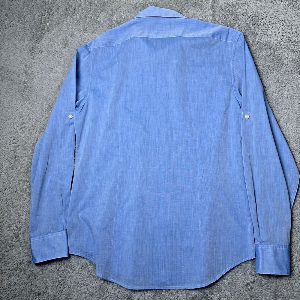 John Varvatos Womens Medium Blue Cotton‎ Minimalist Chic Shirt Roll Tab Sleeves - Picture 11 of 13